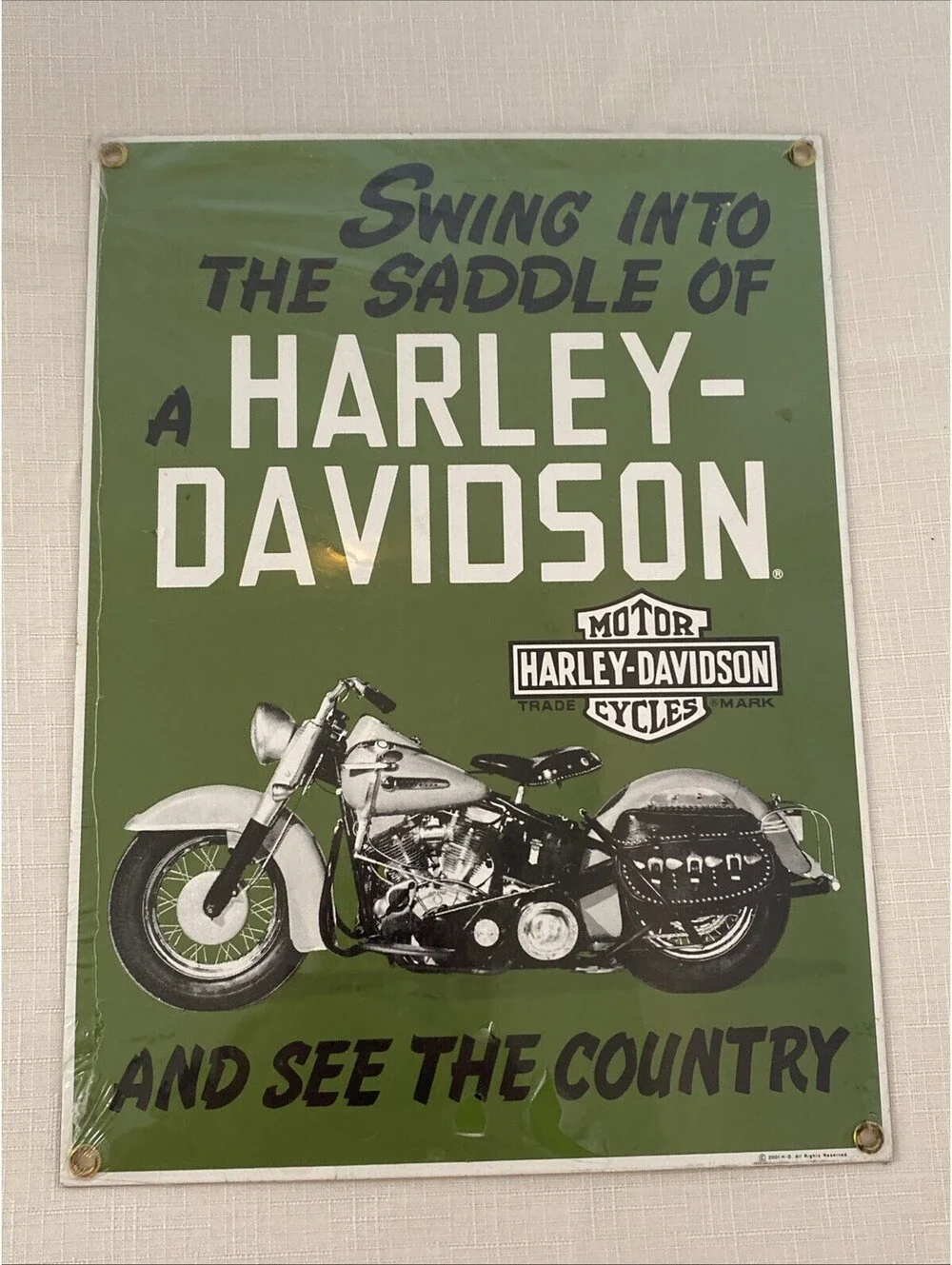 New! Vintage Harley Davidson Porcelain Enameled Metal Sign 2001 Ande Rooney: USA